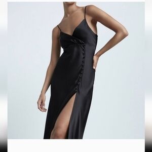 Zara Satin  Black Dress